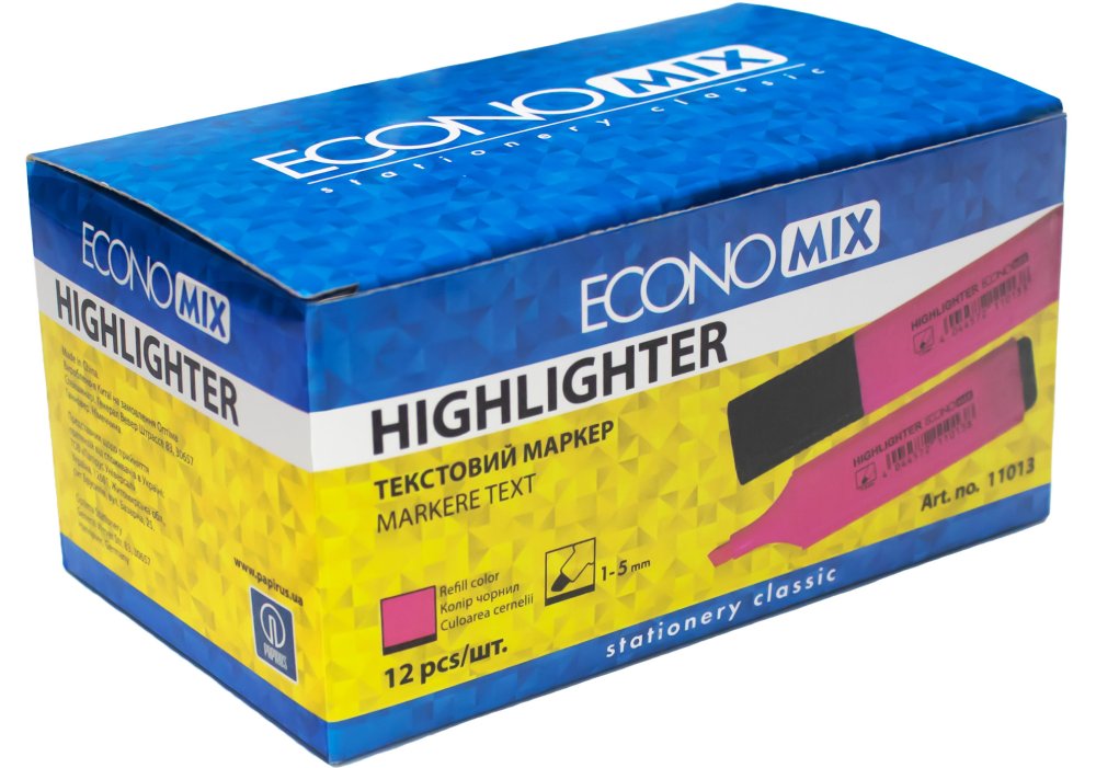 Маркер текстовий ECONOMIX 1-5 мм, колір рожевий