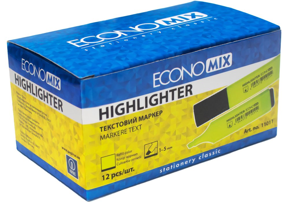 Маркер текстовий ECONOMIX 1-5 мм, колір жовтий