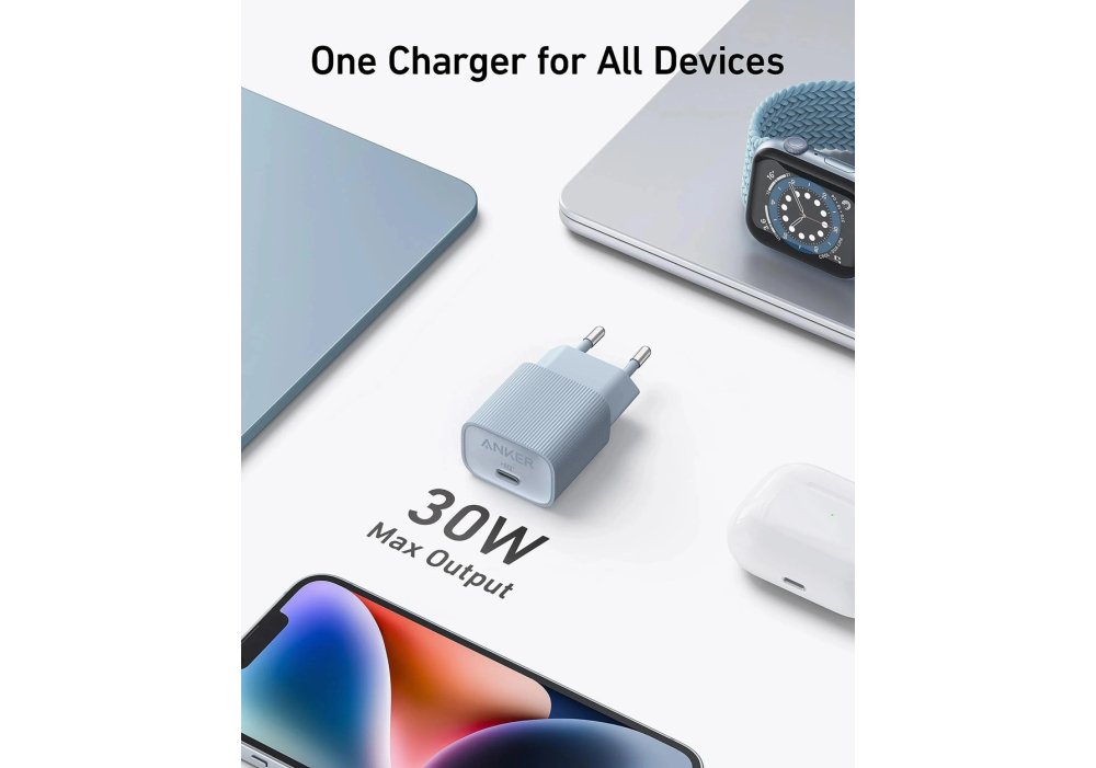 Сетевое зарядное устройство Anker PowerPort 511 Nano IV - 30W USB-C White