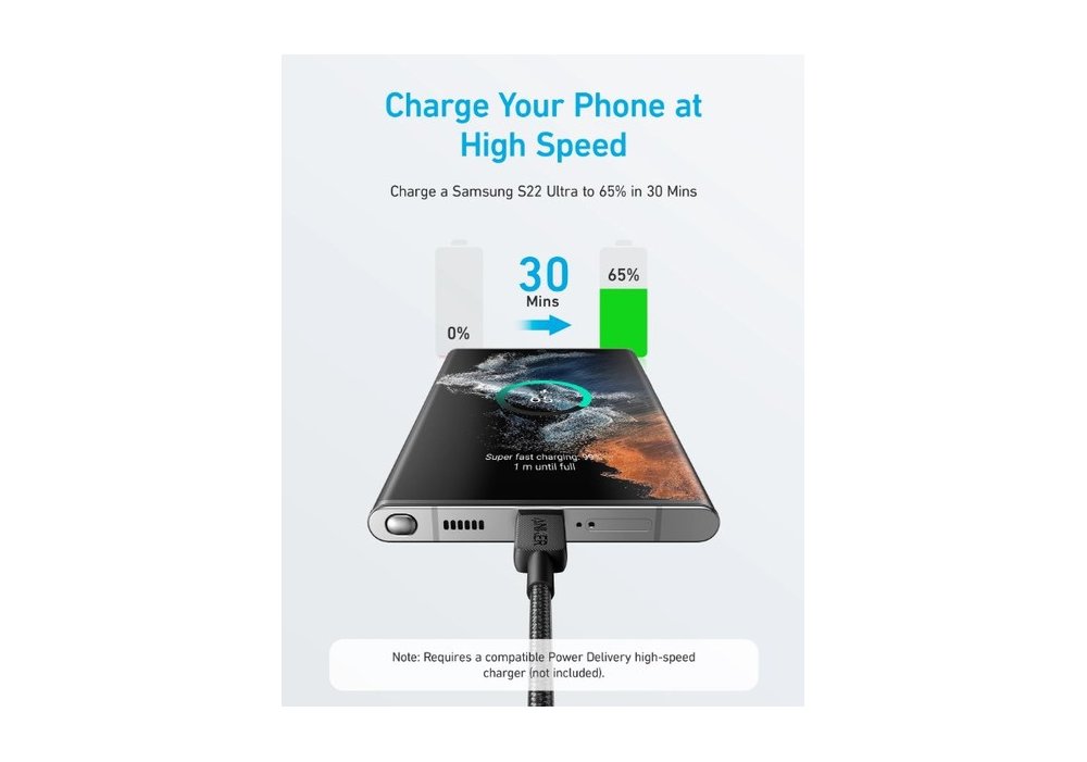 Кабель Anker 322 USB-C to USB-C - 1.8m Nylon Black