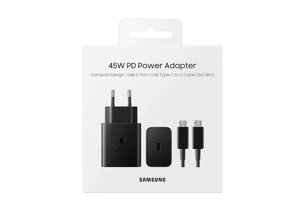 Мережевий зарядний пристрій Samsung 45W Compact Power Adapter (w C to C Cable) EP-T4511XBEGEU Black