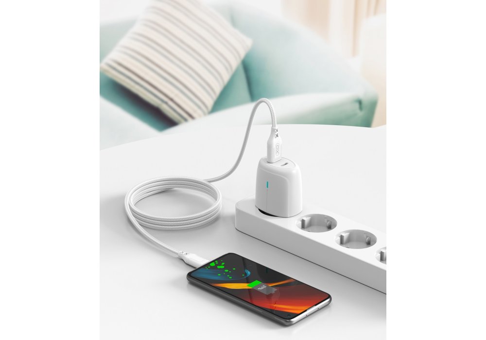 Кабель XO NB235 Zebra Series Braided USB-A to Micro - 1m White