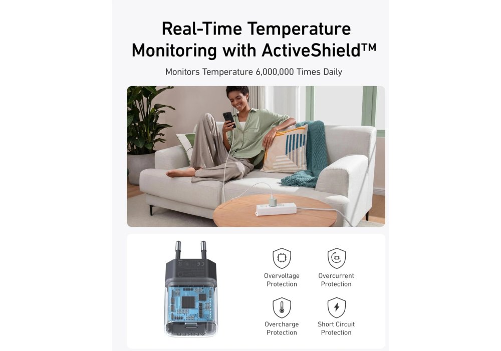 Зарядное устройство Anker PowerPort 511 Nano IV - 30W USB-C Black