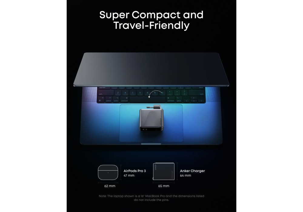 Мережевий зарядний пристрій Anker GaNPrime Charger 160W, 3xUSB-C PD3.1 w Display Silver