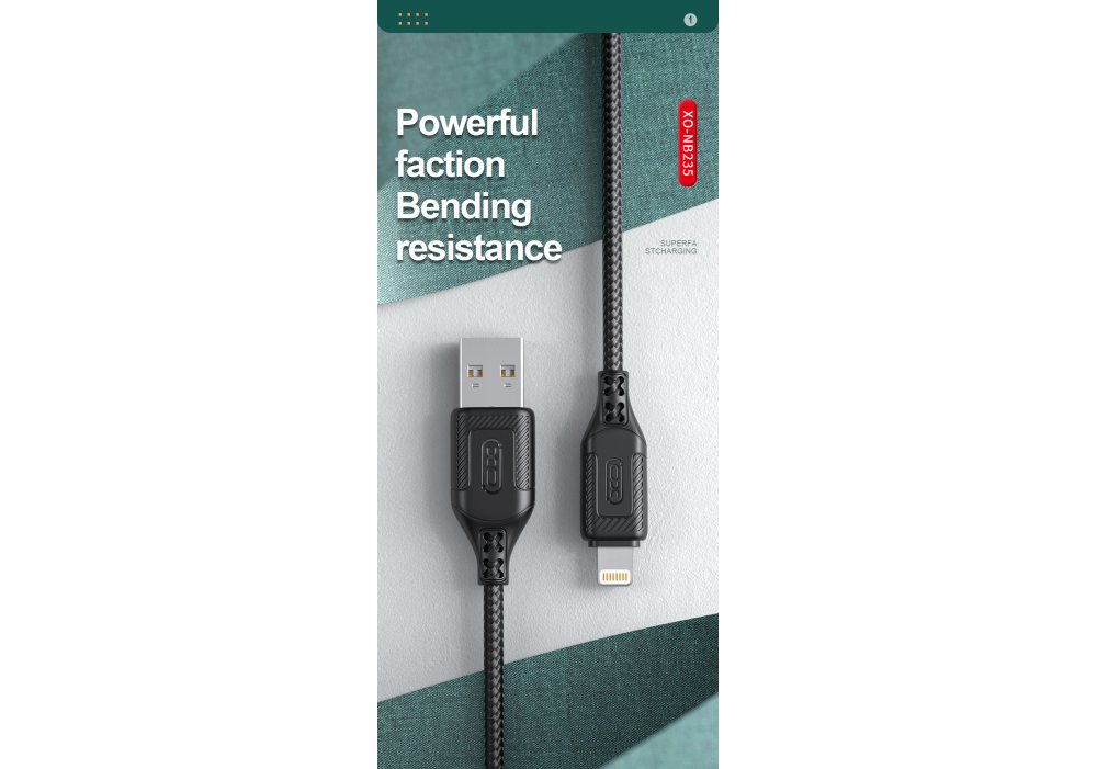 Кабель XO NB235 Zebra Series Braided USB-A to Type-C - 1m White