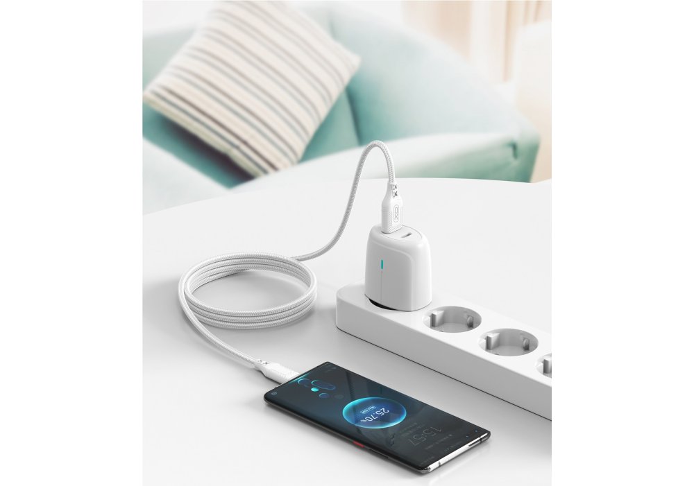 Кабель XO NB235 Zebra Series Braided USB-A to Type-C - 1m White