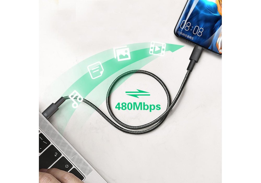 Кабель XO NBQ199 High Power Braided Type-C to Type-C - 100W - 1m Black