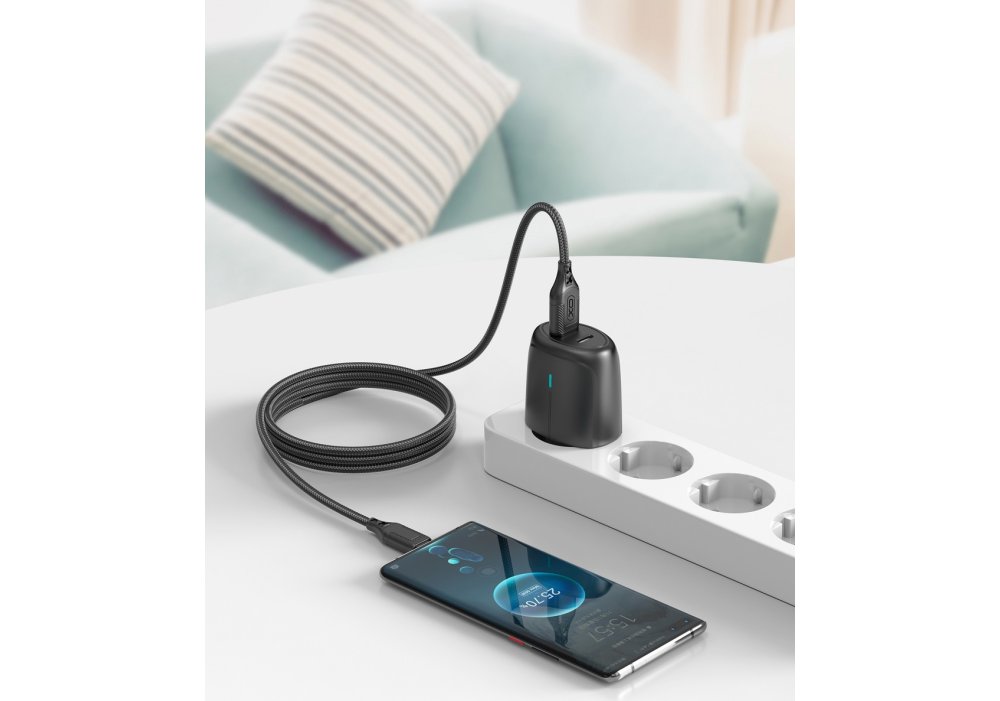 Кабель XO NB235 Zebra Series Braided USB-A to Type-C - 1m (Black)