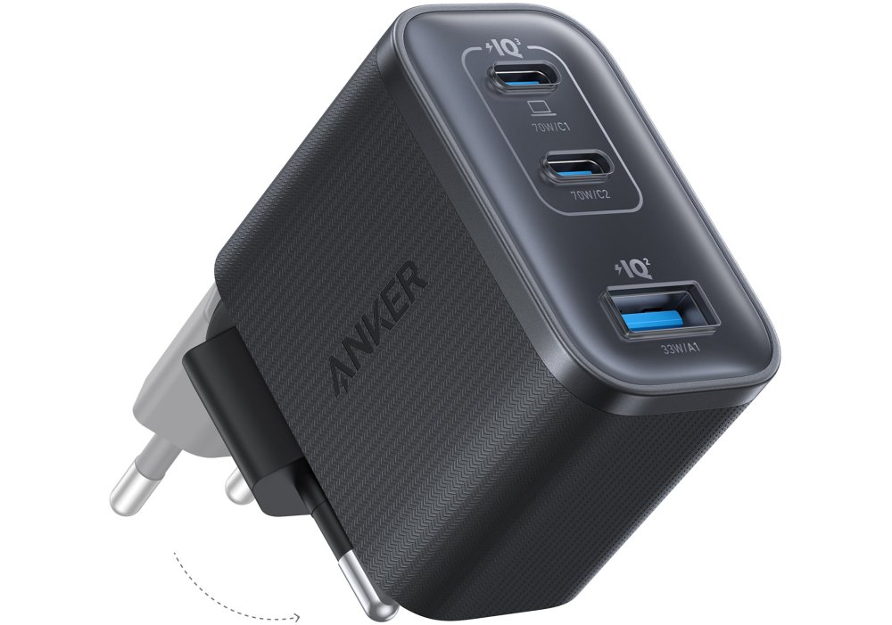 Зарядное устройство Anker Charger - 70W, 2xUSB-C PD & 1xUSB-A Black