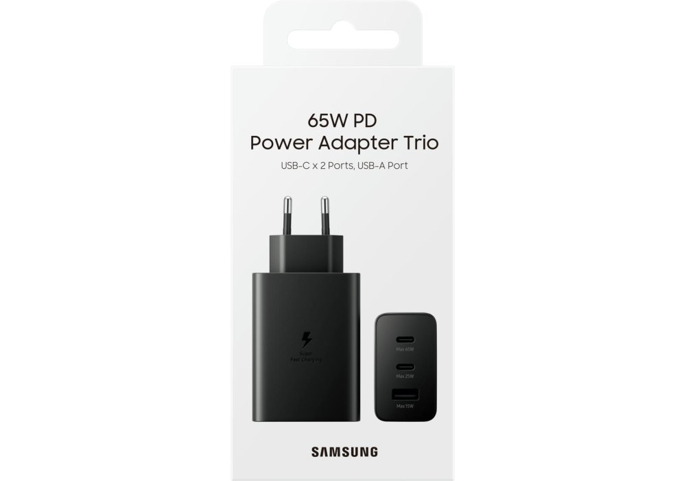 Сетевое зарядное устройство Samsung 65W Power Adapter Trio (w/o cable) EP-T6530NBEGEU Black