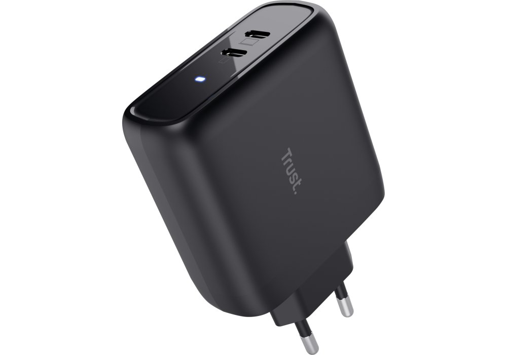 Зарядное устройство сетевое Trust Maxo 65Вт, 2xUSB-C PD, чорный