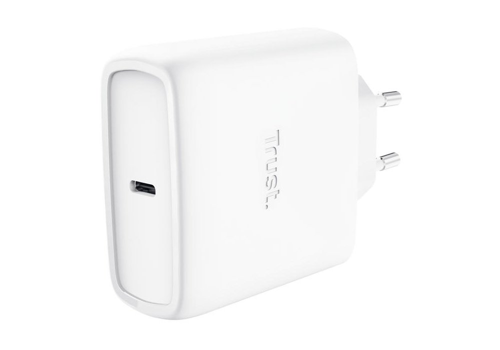 Зарядний пристрій мережевий Trust Maxo 65Вт, GaN, USB-C PD/PPS, білий