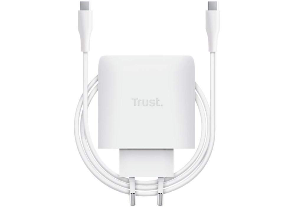 Зарядний пристрій мережевий Trust Maxo 65Вт, GaN, USB-C PD/PPS, білий