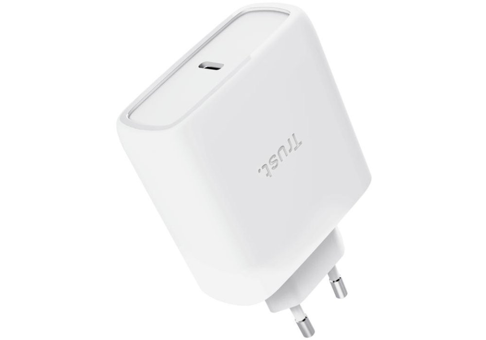 Зарядний пристрій мережевий Trust Maxo 65Вт, GaN, USB-C PD/PPS, білий