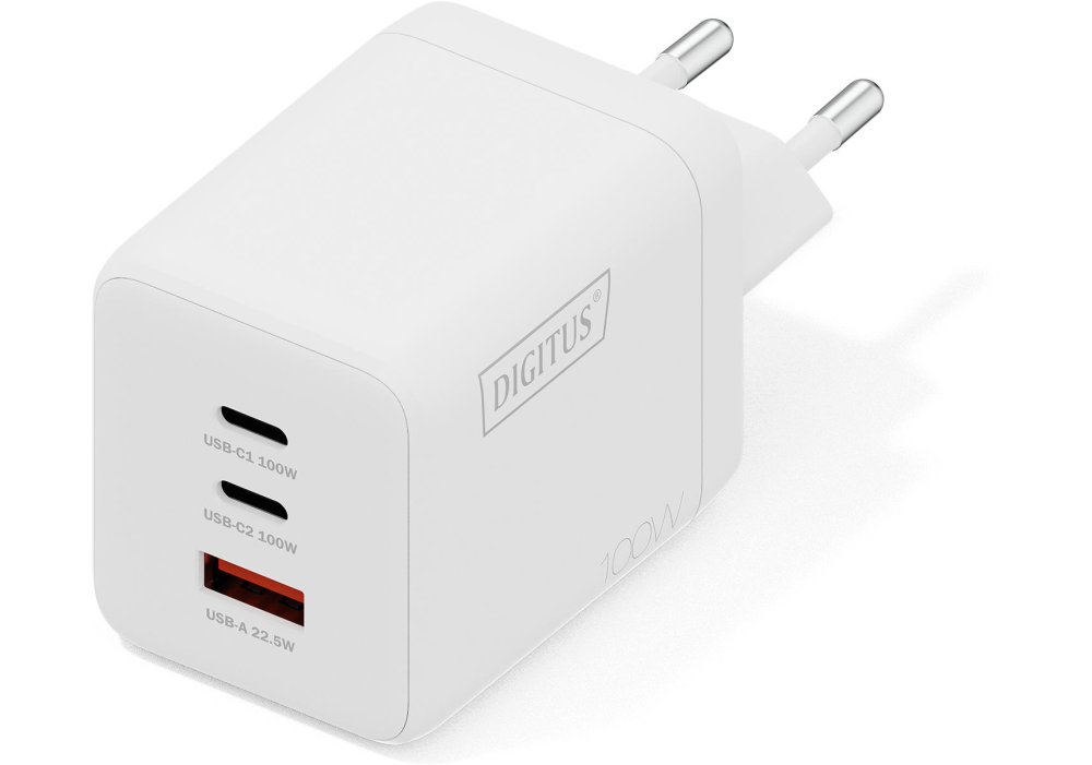 Зарядний пристрій DIGITUS GaN 2хUSB-C, 1хUSB-A, 100W