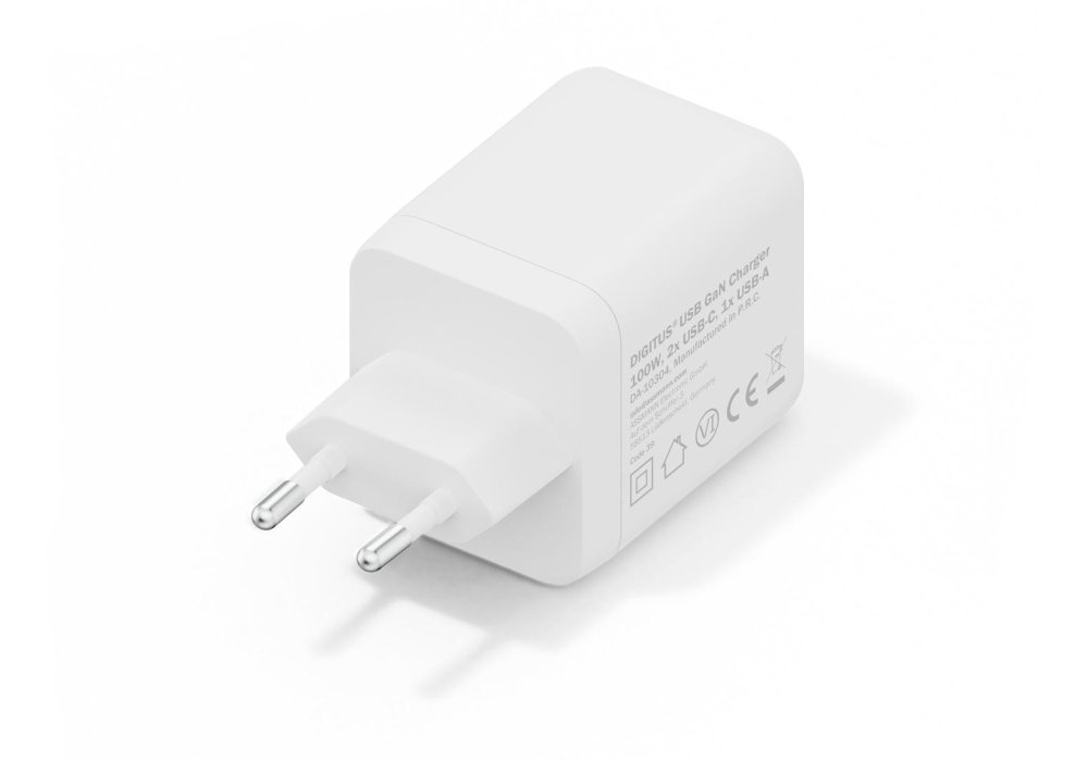 Зарядний пристрій DIGITUS GaN 2хUSB-C, 1хUSB-A, 100W