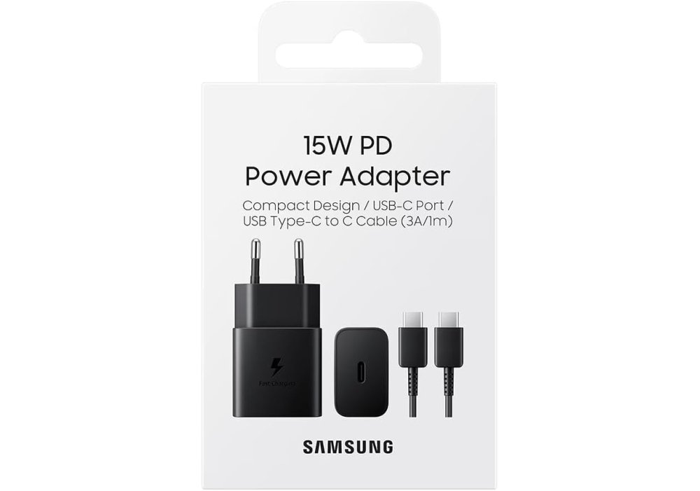 Мережевий зарядний пристрій Samsung 15W Power Adapter Type-C+Cable - Black (EP-T1510XBEGEU)