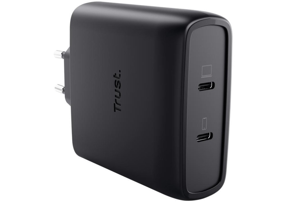 Зарядний пристрій мережевий Trust Maxo 100Вт, GaN, 2xUSB-C ,PD/PPS, чорний