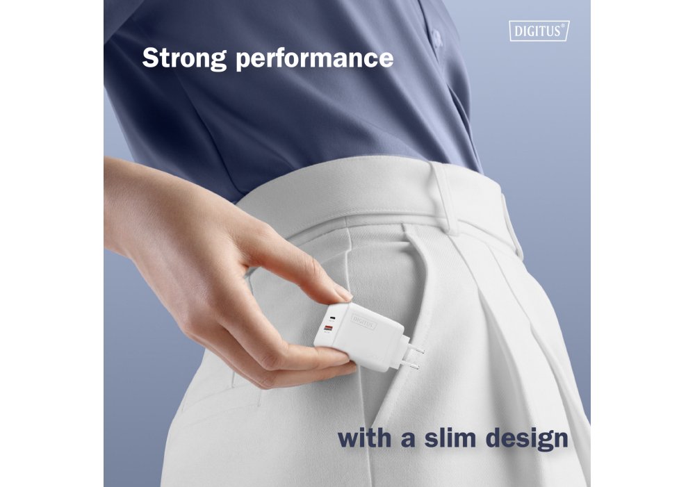 Зарядний пристрій DIGITUS GaN 1хUSB-C, 1хUSB-A, 30W