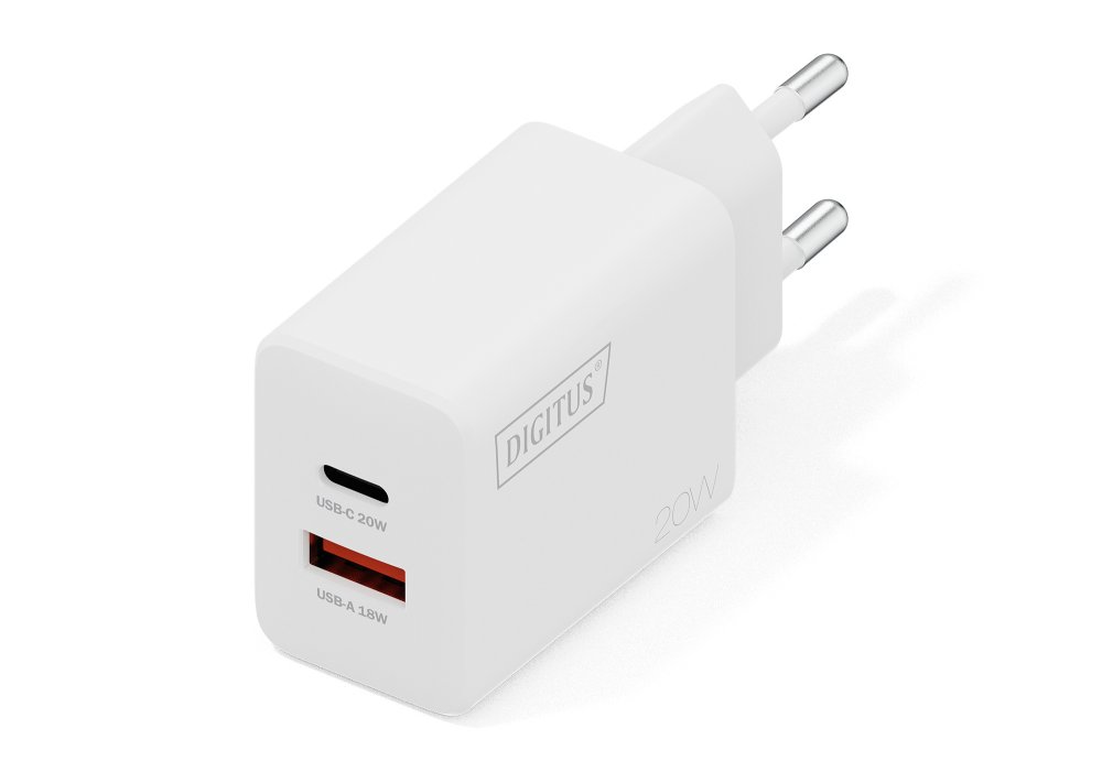 Зарядний пристрій DIGITUS 1хUSB-C, 1хUSB-A, 20W