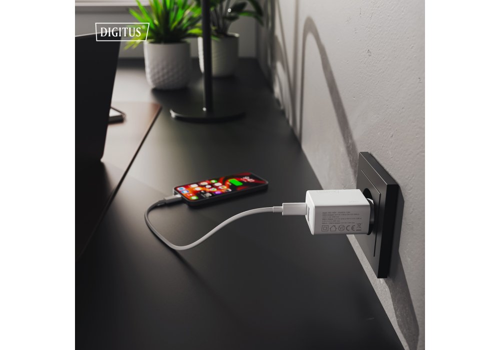 Зарядний пристрій DIGITUS 1хUSB-C, 1хUSB-A, 20W
