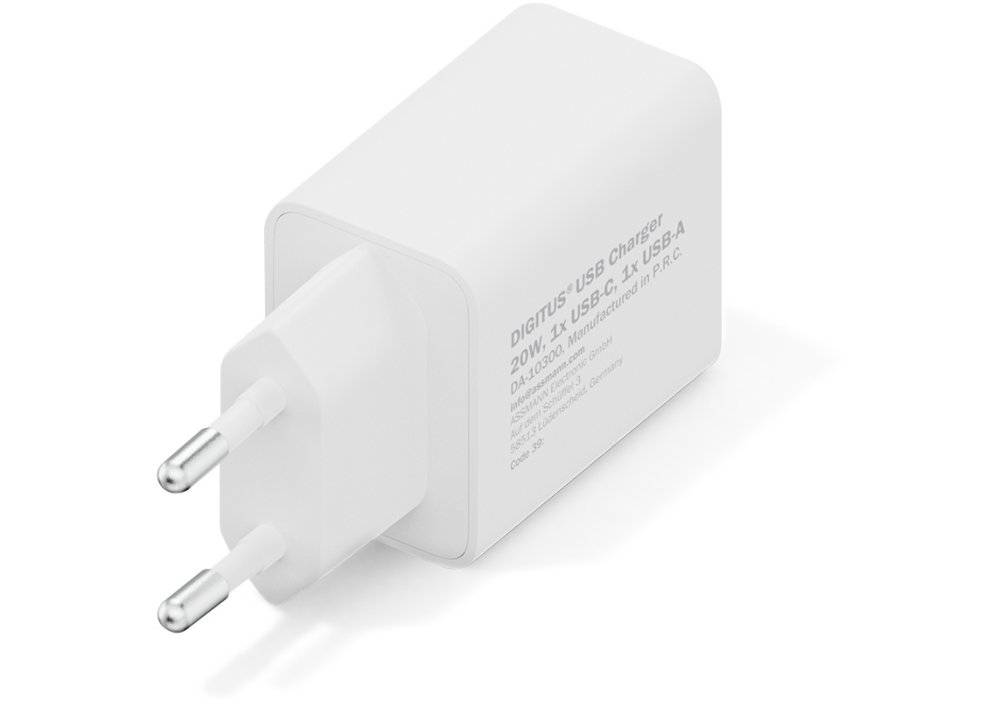 Зарядний пристрій DIGITUS 1хUSB-C, 1хUSB-A, 20W