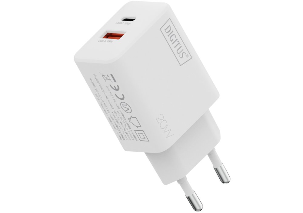 Зарядний пристрій DIGITUS 1хUSB-C, 1хUSB-A, 20W
