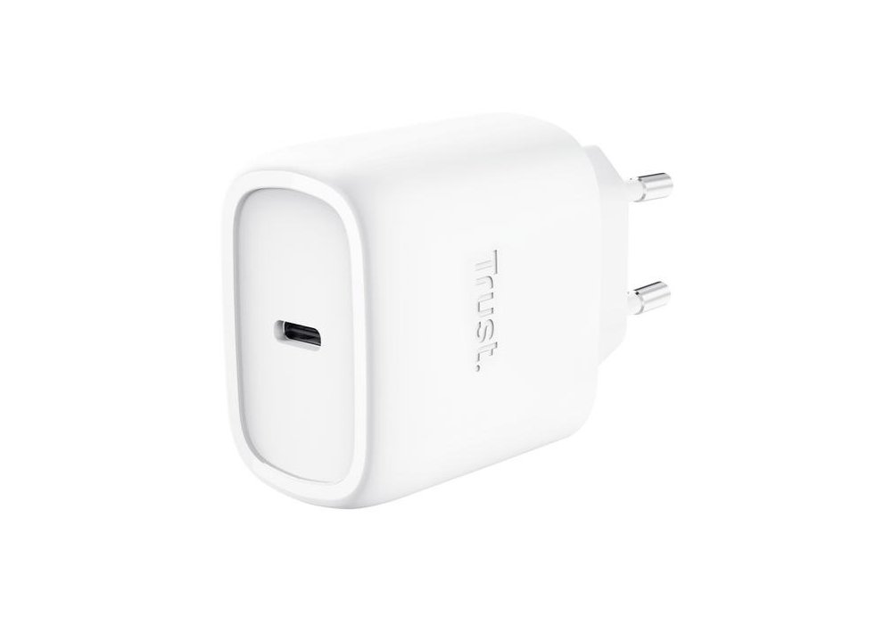 Зарядний пристрій мережевий Trust Maxo 45Вт, GaN, USB-C PD/PPS, білий