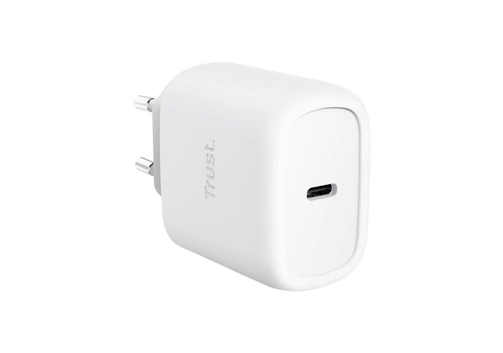 Зарядний пристрій мережевий Trust Maxo 45Вт, GaN, USB-C PD/PPS, білий