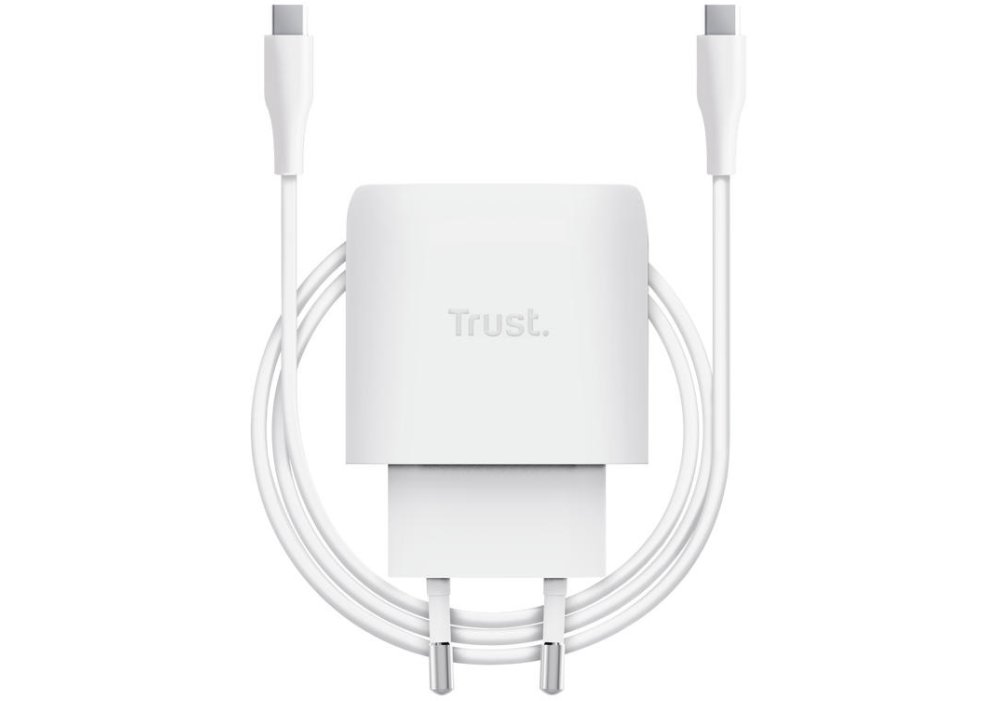 Зарядний пристрій мережевий Trust Maxo 45Вт, GaN, USB-C PD/PPS, білий