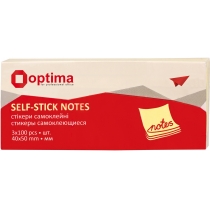 Стікери Optima, 40x50, жовті пастель, 100 арк. (упаковка 3 блоки)