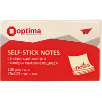 Стікери Optima, 75x125 жовті пастель, 100 арк.