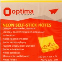Стікери Optima, 75x75, помаранчеві неон, 100 арк.