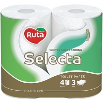 Папір туалетний 3 шари Ruta Selecta 4 рулони, білий