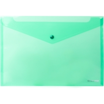 Папка-конверт А4 прозора на кнопці, зелена
