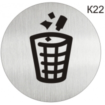 Інформаційна табличка - піктограма "Корзина для мусору, місце для мусора" d 100 мм