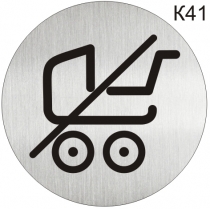 Інформаційна табличка - піктограма "З дитячими колясками не входити, з візками заборонений" d 100 мм