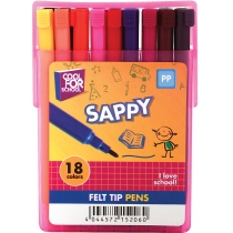 Набір фломастерів SAPPY в слайдер-пеналі, 18 кольорів, лінія 2 мм