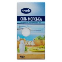 Сіль Премія морська помол №0 картонна коробка, 750г