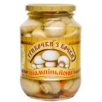 Шампиньоны Грибочки из бочки маринованные, 450г