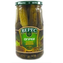 Огірки Верес бочкові солоні 770г