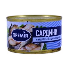 Сардина Премія натуральная с добавлением масла, 240г