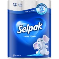 Рушники паперові 3 шари Selpak, 12 шт, білі