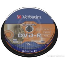 Диск DVD-R 10шт Cake 4,7Gb LightScribe 16x VERBATIM 43643