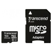 Карта пам'яті microSDHC 16Gb Transcend, кл.10 + SD адаптер