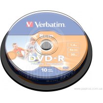 Диск DVD-R 10 шт Cake 4,7Gb Printable 16x  VERBATIM