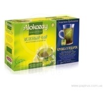 Чай Alokozay Tea 100 шт зелений подарунковий набір з прозорою чашкою