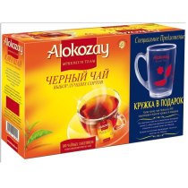 Чай Alokozay Tea 100 шт черный подарочный набор с прозрачной стеклянной чашкой
