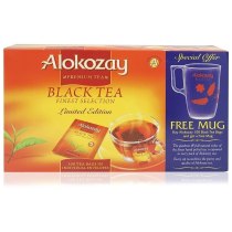 Чай Alokozay Tea 100 шт чорний подарунковий набір з прозорою чашкою