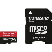 Карта пам'яті microSDXC 128Gb Transcend, кл.10 + SD адаптер